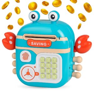 Crab Shape Password Piggy Bank, Mini ATM Cash Coin Saving Can Toys for Kids, Digital Electronic Money Bank