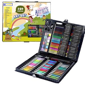 Children Deluxe Art Drawing Set for Kids Case Art and Craft Supplies Drawing and Painting Set Great Gift (150Pcs -Black)