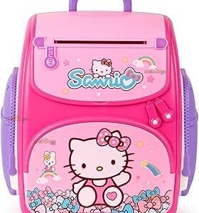ATM Piggy Bank Money Saving Bank for Real Money Cash Coin School Bag Musical Money Safe for Kids Girls Piggy Savings Bank (Pink_Hello Kitty)