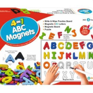 ABC Magnets Capital Letters - 4 in 1 Magnetic Letters That Work on Any Fridge and Dry Erase Magnetic Board - Ideal for Alphabet Learning & Spelling Games