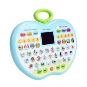Apple Shape Educational Mini Computer Laptop Toy for Kids LED Display and Fun Music for Learning Alphabets Numbers Words and Animals
