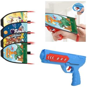 Kite Launcher Toys, Kites for Children Kids with Catapult Gun, Funny Beach Kite Toy Outdoor Toys 5 6 7 8+ Years Old Boys Girls Gift, 1 Cute Kites with Long Tail