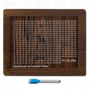 Wooden Piggy Bank | 1 Lakh Money Saving Box with Numbers | Money Saving Challenge Box | Wood Money Bank for Adults & Kids | Cash Box | Savings Box with Counter | Money Treasure Box