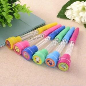6 Pcs 4-in-1 Stamp/Bubble/Ball Point/LED Light Pen Return Gifts For kids Birthday Party Favors |Multicolor| (1 PC )